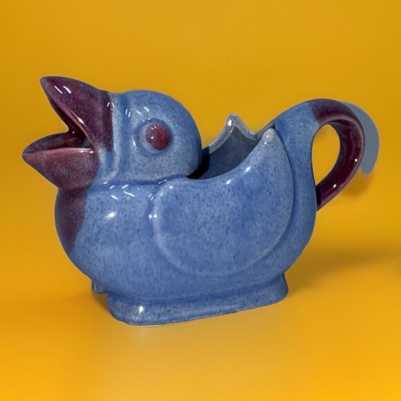 Vintage 1920s Japanese Duck Creamer Purple Blue Glaze - Picture 2 of 6
